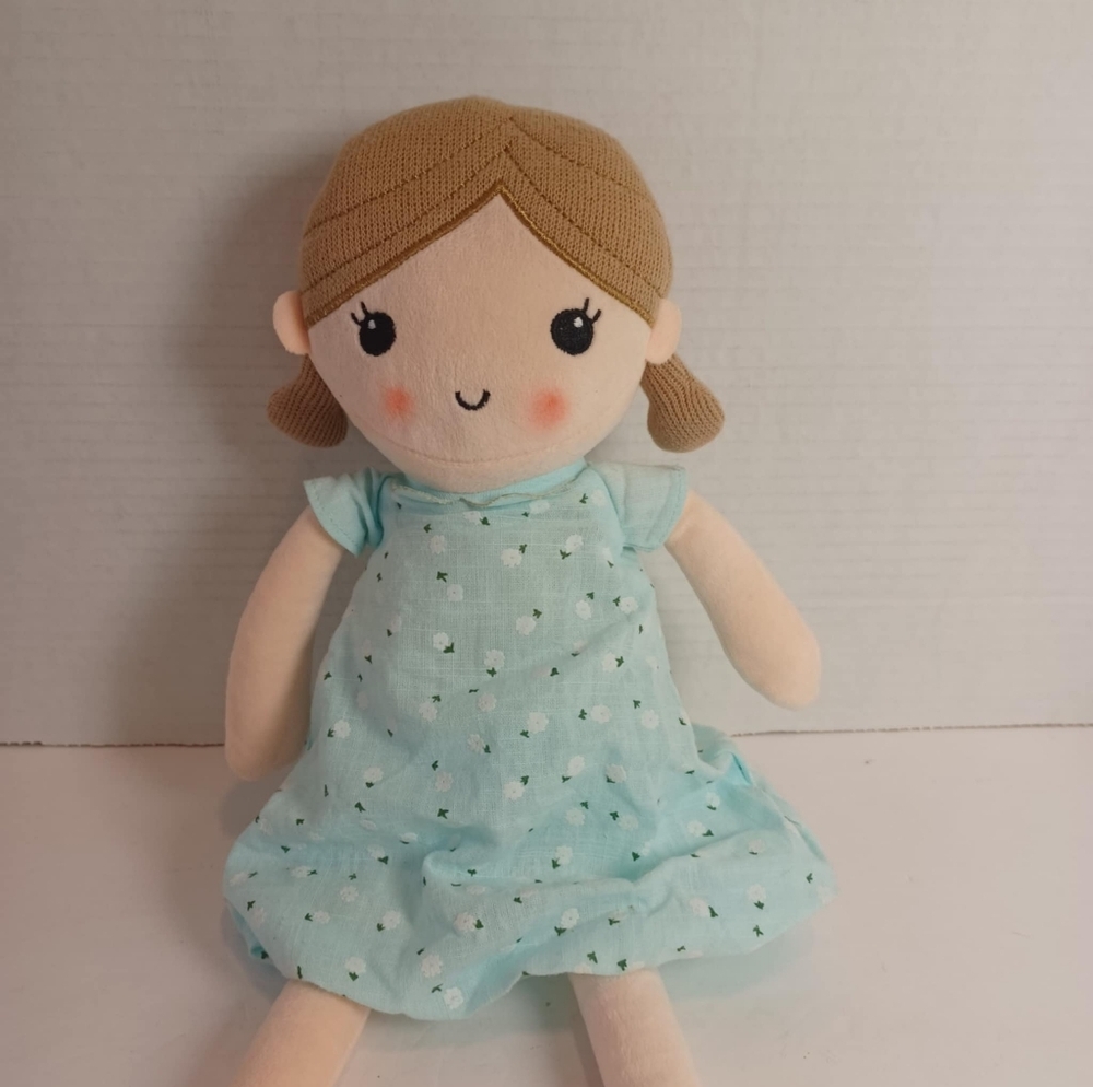 Linzy Toys Soft Plush Emily Sweet Cakes Rag  Doll  15” Mint Blue My‎ First